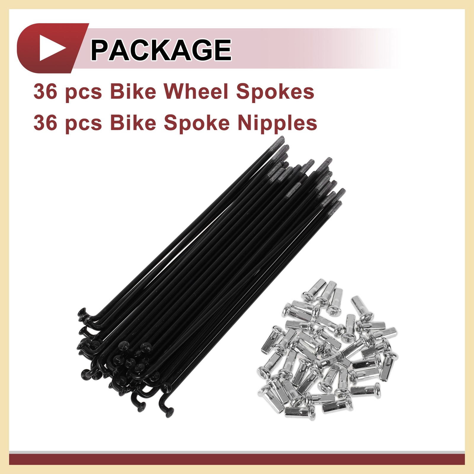 36Set 12G Bicycle Spokes 127mm Bike Wheel Spokes 45 Steel Black