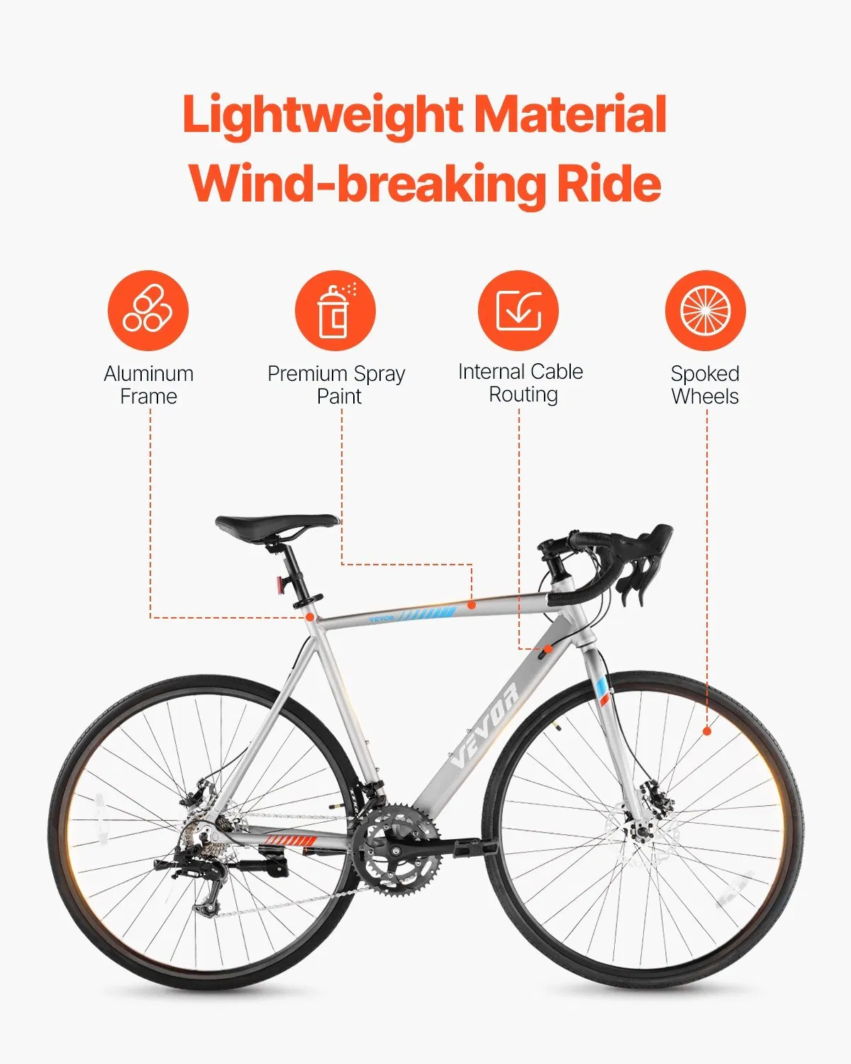 Road Bike, 700C Wheels Racing Bike, L-TWOO 14 Speeds Drivetrain City Commuter Ro