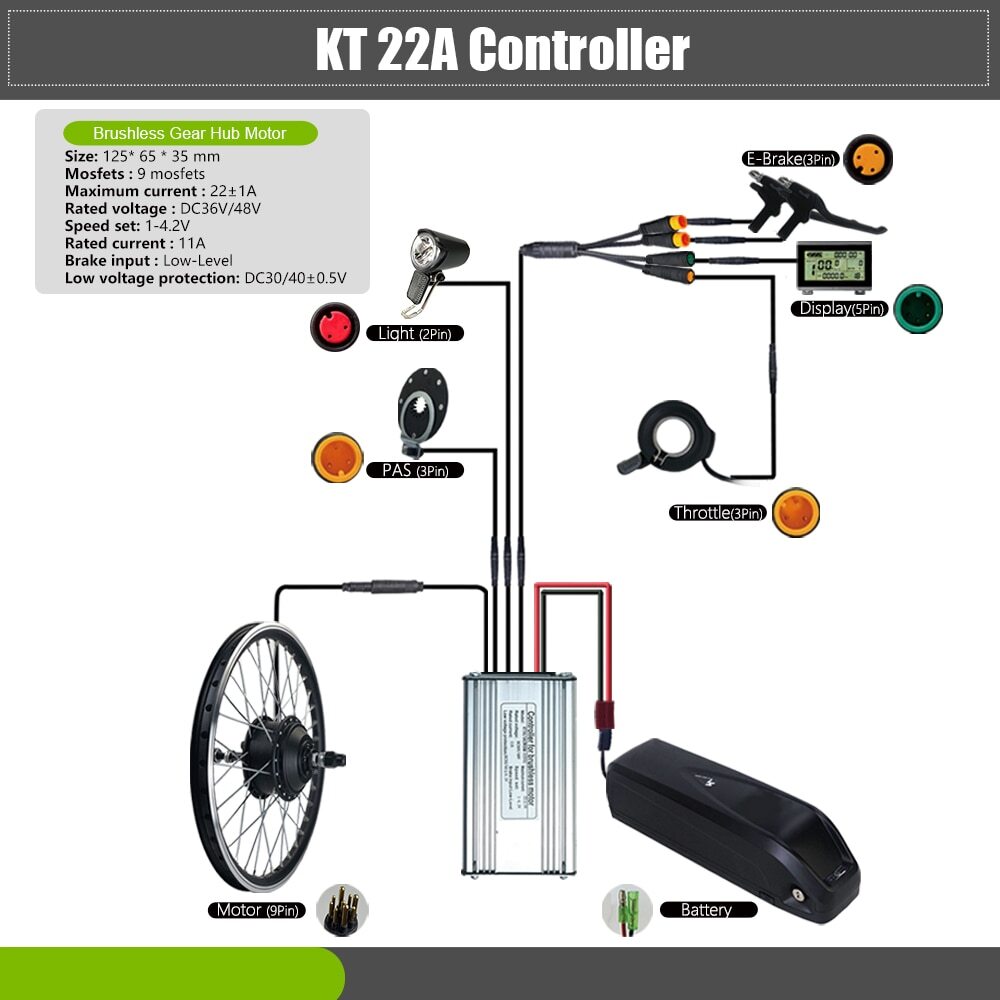 36V 48V 500W Rear Cassette Hub Motor Conversion Kit with Controller Display PAS