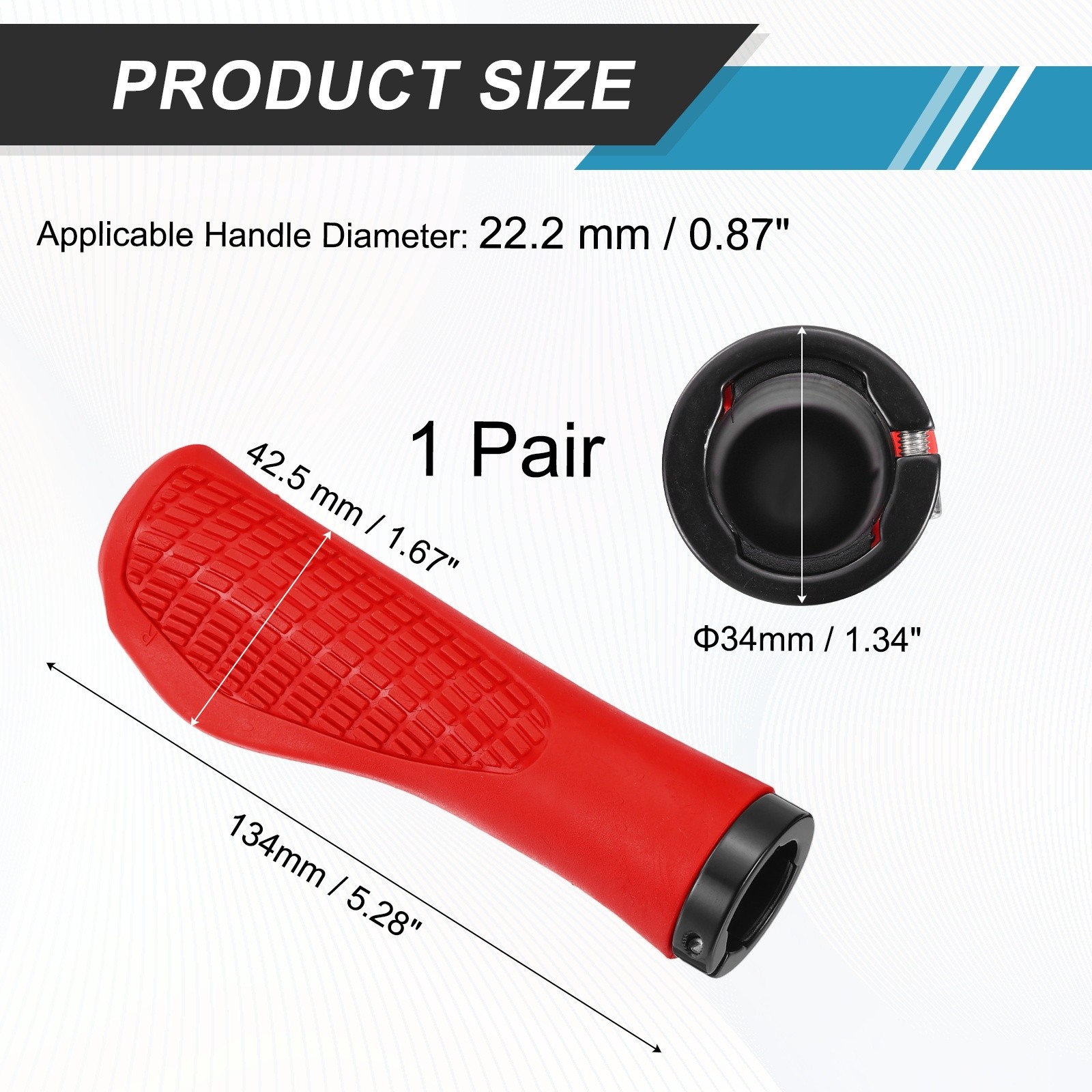 Ergonomic Bike Grips for Bicycle with Wrench 5.3in Diamond-Texture Red