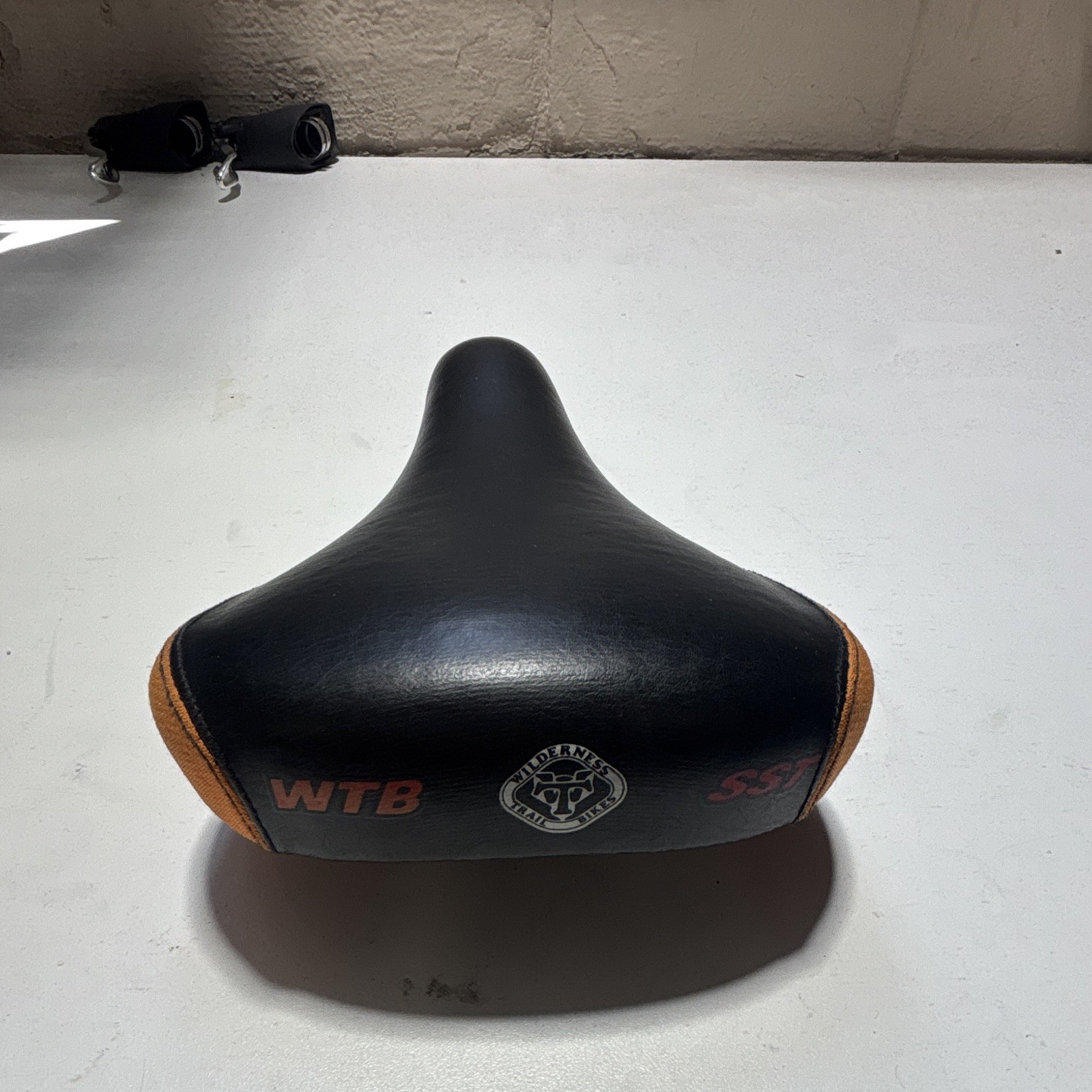 Vintage WTB SST Bicycle Saddle Seat Black & Orange Wilderness Trail Bikes MTB