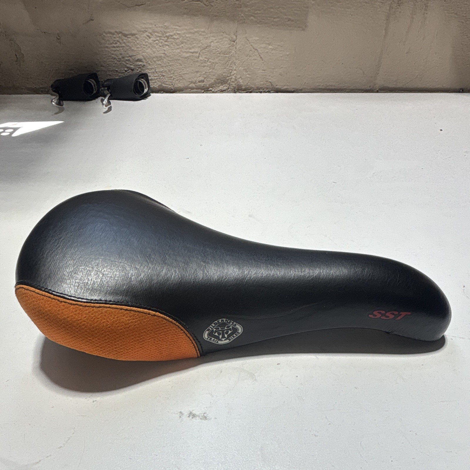 Vintage WTB SST Bicycle Saddle Seat Black & Orange Wilderness Trail Bikes MTB