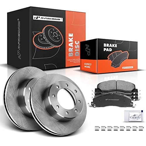 14.17 in (360 mm) Disc Brake Rotors + Ceramic Pads Kit Compatible Front Vented