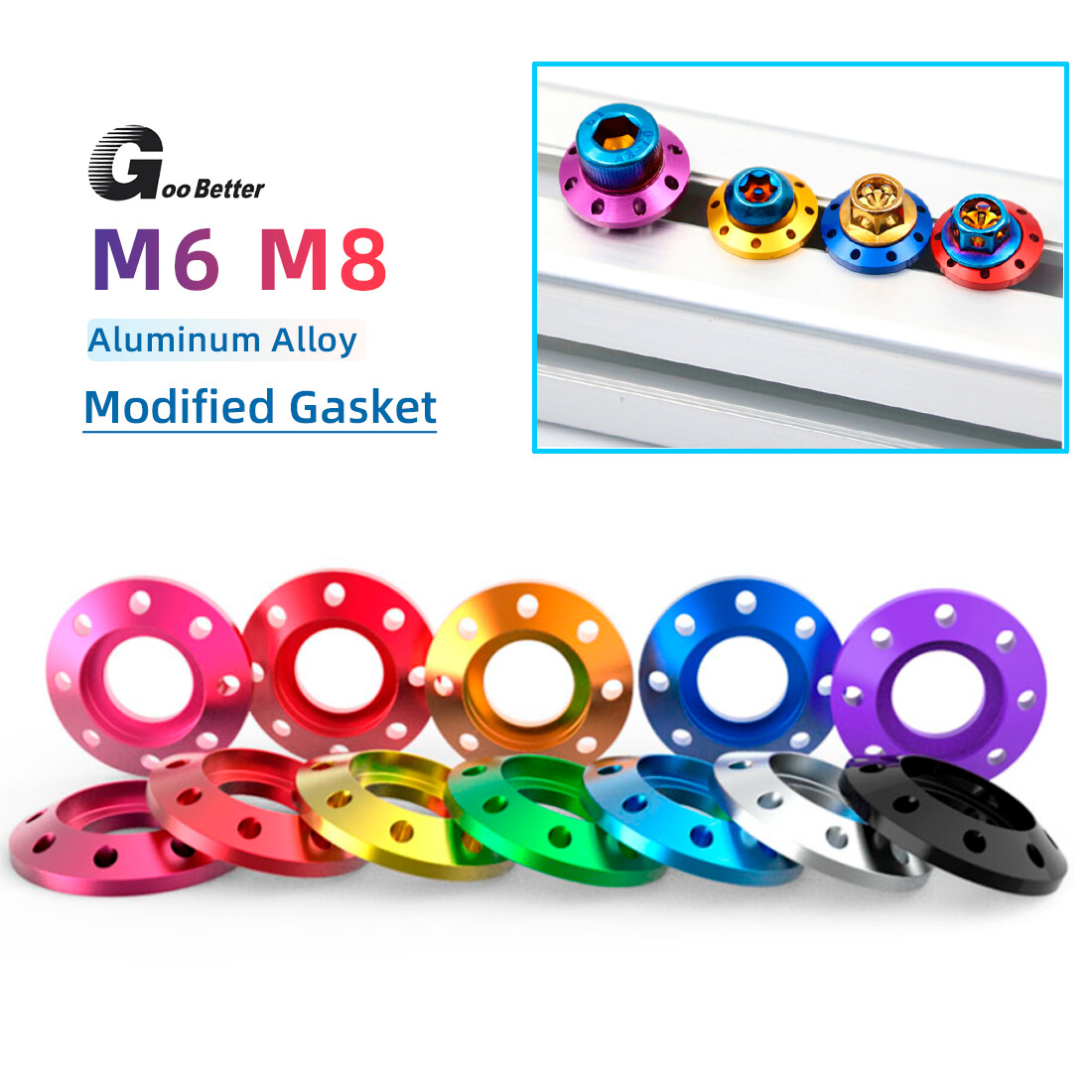 M6 M8 Aluminum Alloy Washer Pedal Titanium Drilled Spacer Gaskets for Motorcycle