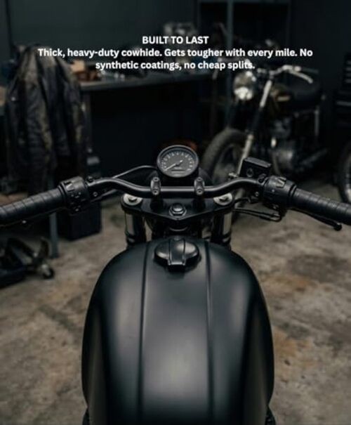 Full Grain Leather Motorcycle Handlebar Grip Wraps – American Made, Extra Black