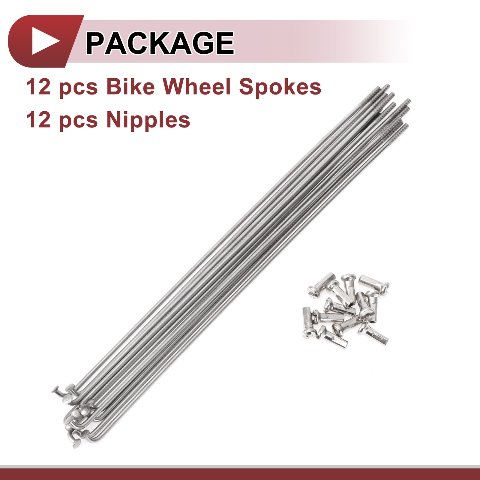 12 Set 14G Bicycle Spokes 181mm Bike Wheel Spokes 304 Stainless Steel