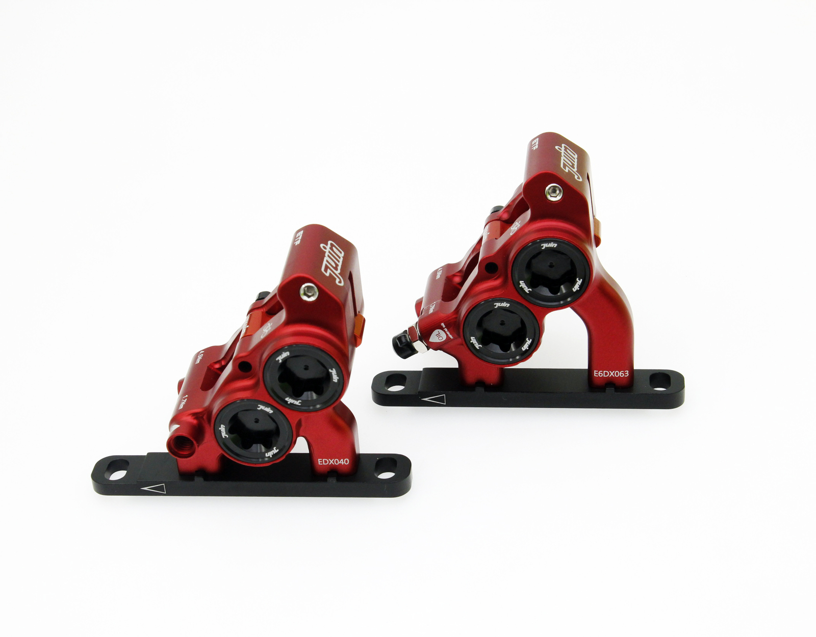 Red Juin Tech ETF 4-Piston Flat Mount Hydraulic Brake Fit Shimano 160/140mm Road