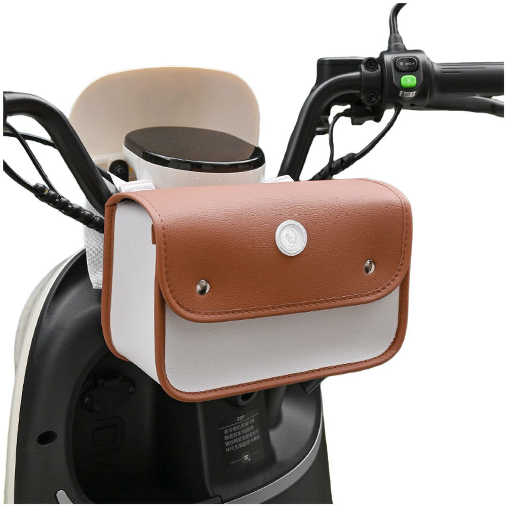 Waterproof Bike Handlebar Pouch 9.65 x 4.33 x 6.69 in Leather Design for E-Bike