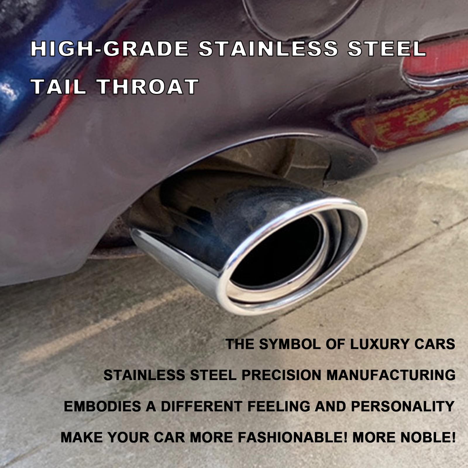 Universal Stainless Exhaust Tip 2.5″ Inlet 3.3″ Outlet Chrome Straight