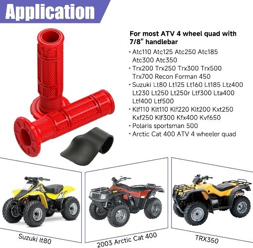 7/8 Handlebar Grips Rubber ATV Handle Grips Replacement for 350 420 Color: red