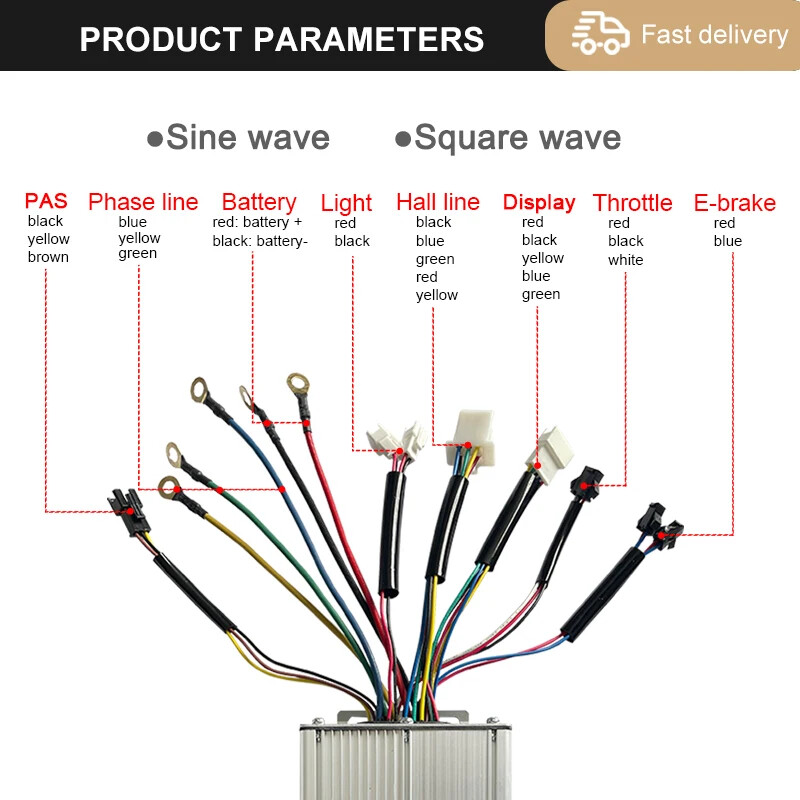 250W-3000W Electric Bike Controller 15A-50A Sinewave SquareWave Controller