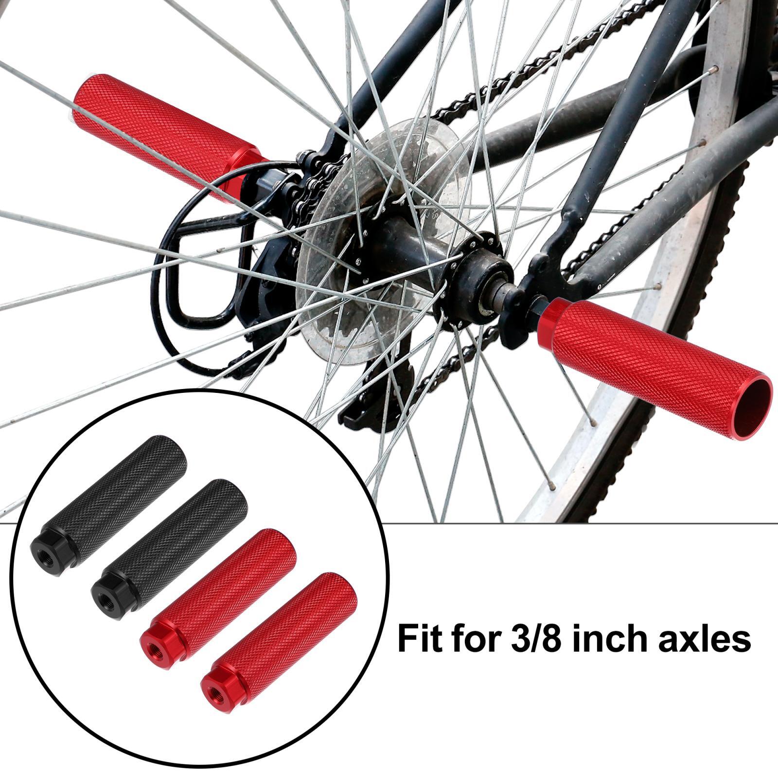 2 Pair Aluminum Alloy Foot Pegs for BMX MTB Bicycle Fit 3/8 Inch Black Red