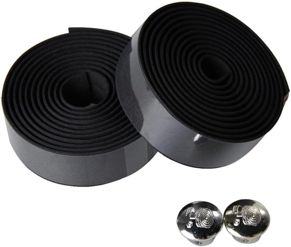 Bike Handlebar Tape, Cycling Handle Wraps, 2 Rolls, Black, EVA, Includes 2 Ha…