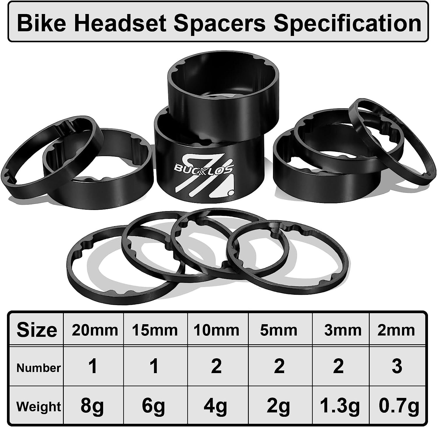 Aluminum Stem Washers Headset Spacers 1-1/8″ Threadless MTB XC Bike Headset Part