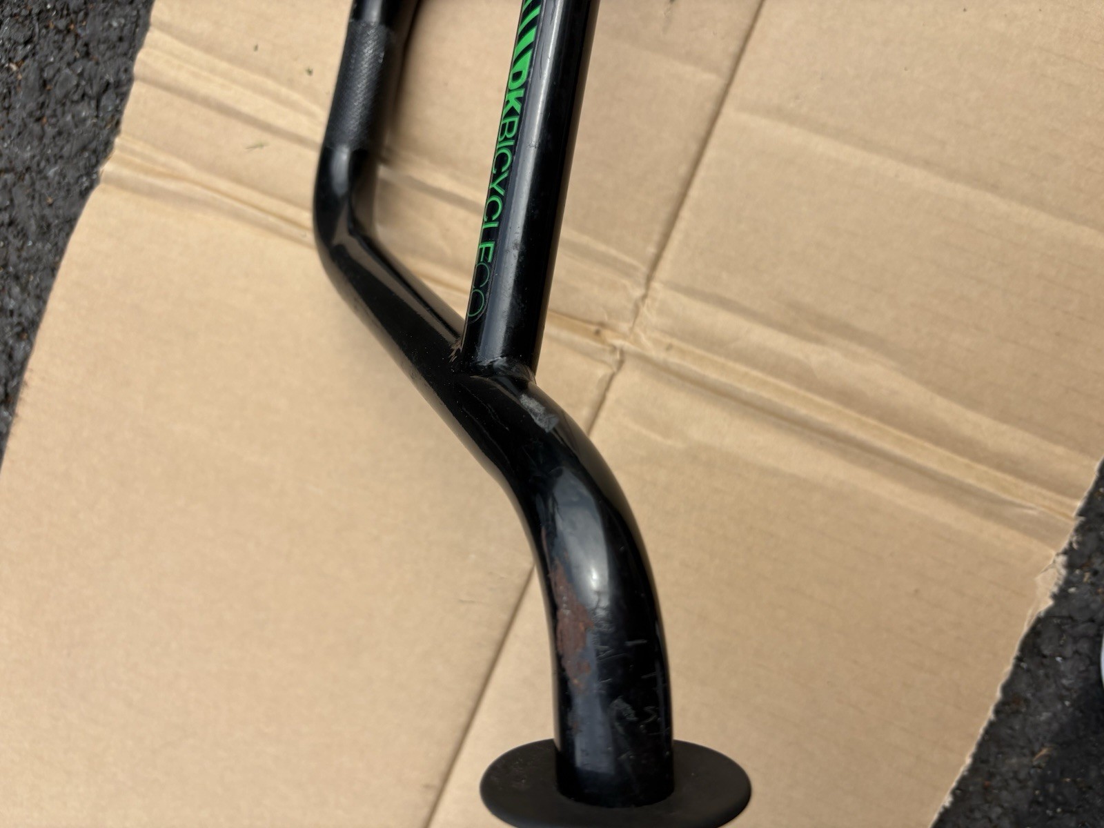 DK Bikes BMX Handlebars Black Mid School With DK Grips Used Not Cut Or Bent