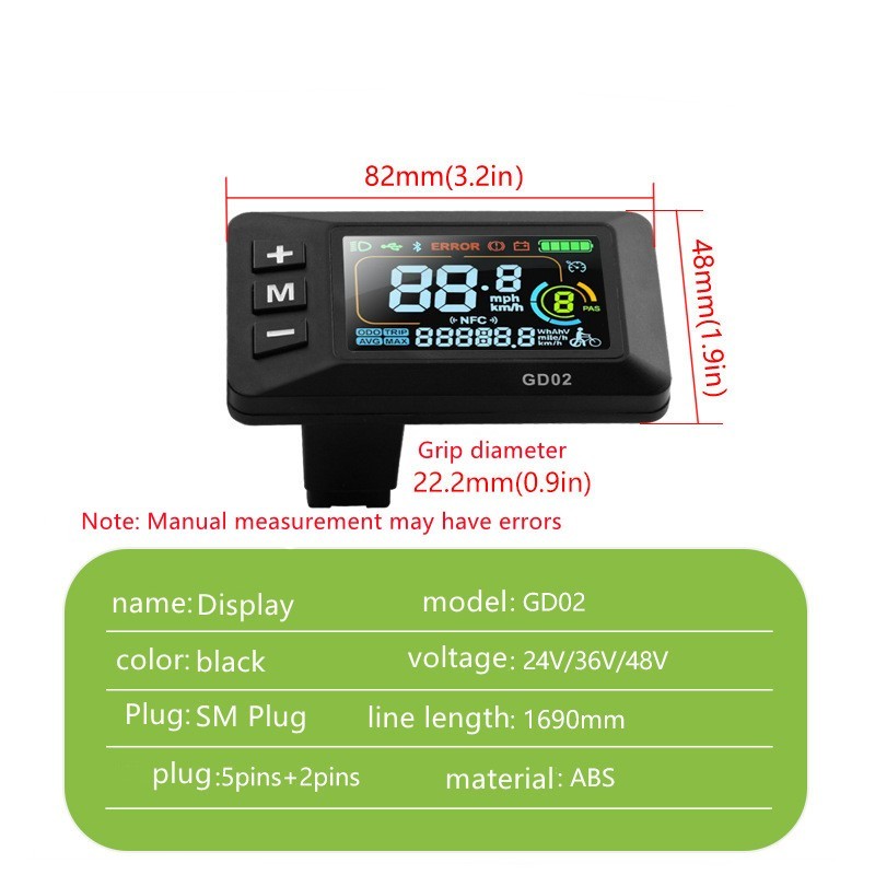 E-Bike Compatible GD02 Smart LCD Color Screen with User Friendly Design EBike