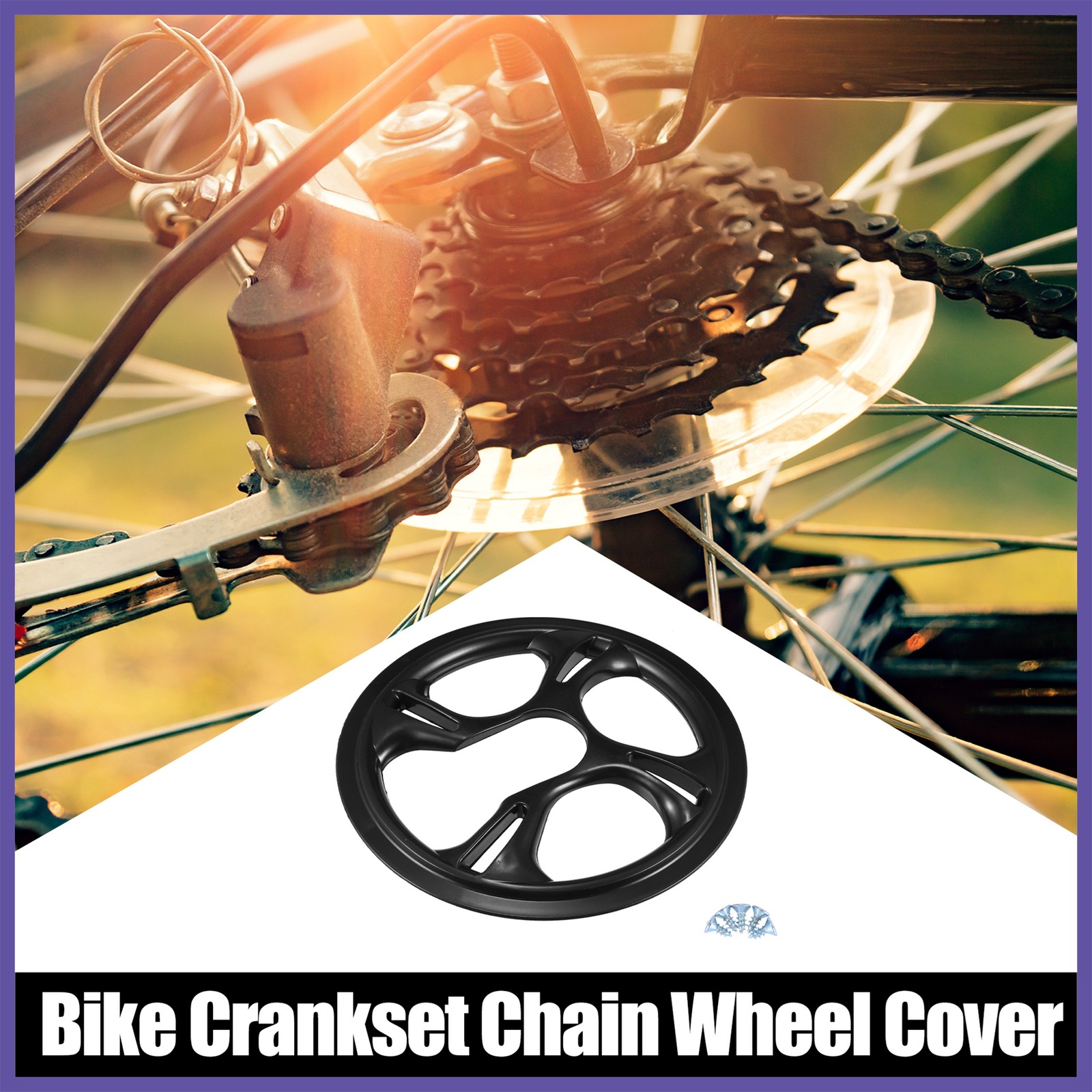 2pc 48 Teeth 12cm 4 Hole Bike Crankset Chain Wheel Covers Protection Black