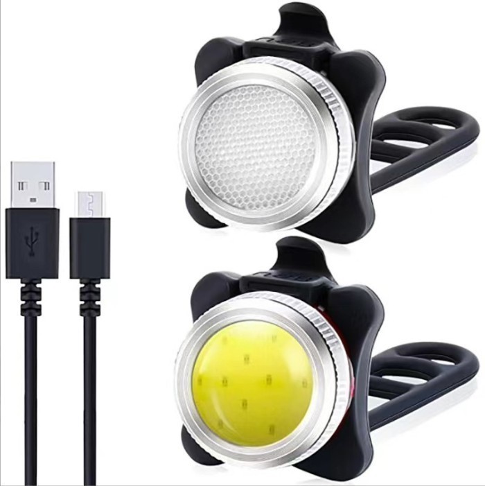 4x Mountain Bike Lights USB Rechargeable Bicycle LED Torch Front Rear + Lamp Set