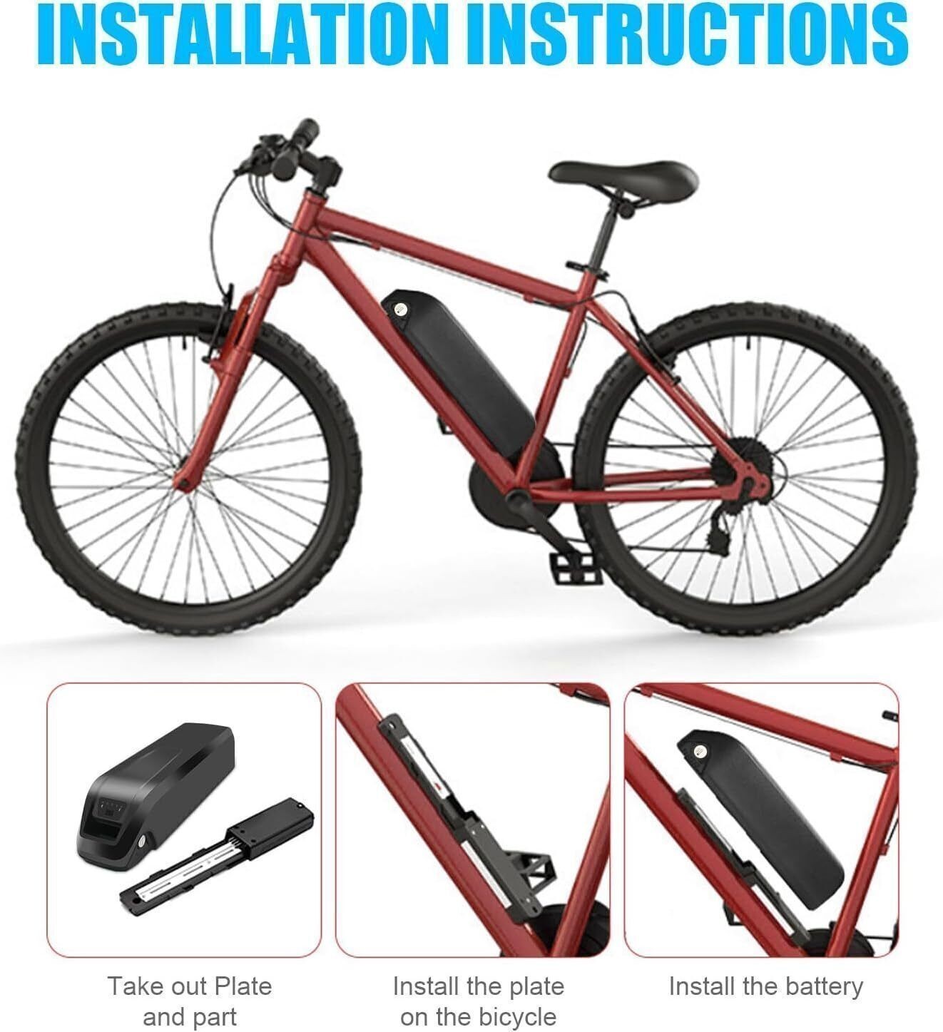 52V 48V 36V 15Ah 20AH Li-ion Battery w/Charger BMS ≤1800W EBike Electric Bicycle