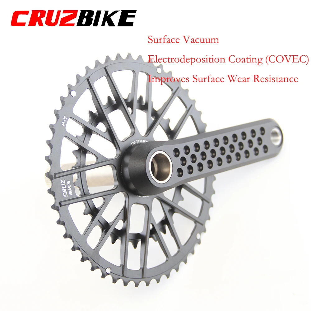 Road Bike Crankset 155/160/165/170mm Cranks with Double Chainring 46-30/48-32T