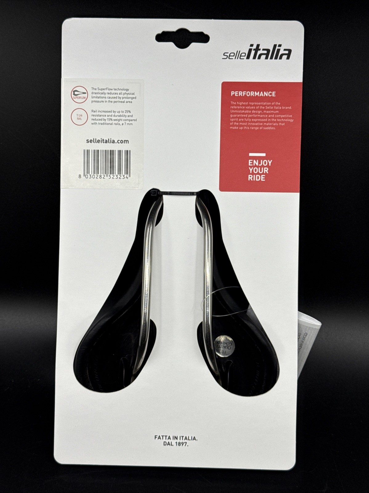 Selle Italia FLITE SuperFlow Ti316 L3 285mm x 145mm Black Saddle MSRP $200