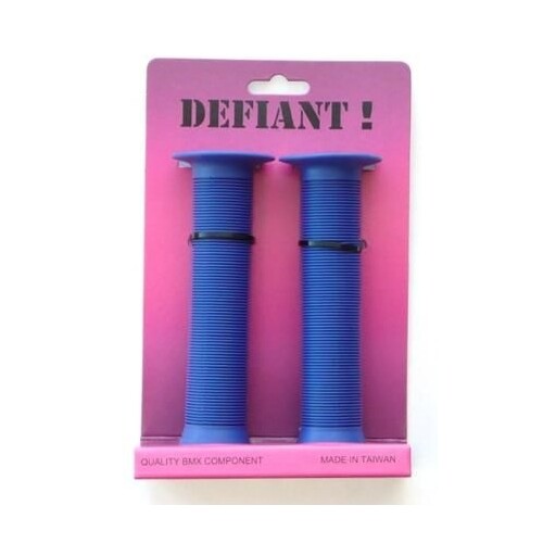 Defiant BMX Grips — Flanged / Open End w Plug / 147mm / Blue —AUS STOCK— Bike