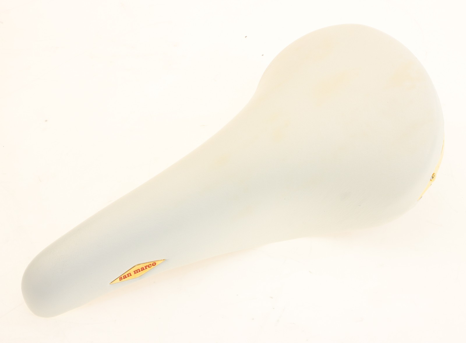 Sella San Marco Rolls White Leather Saddle Brass Steel NEW in Box NOS *Shelfwear