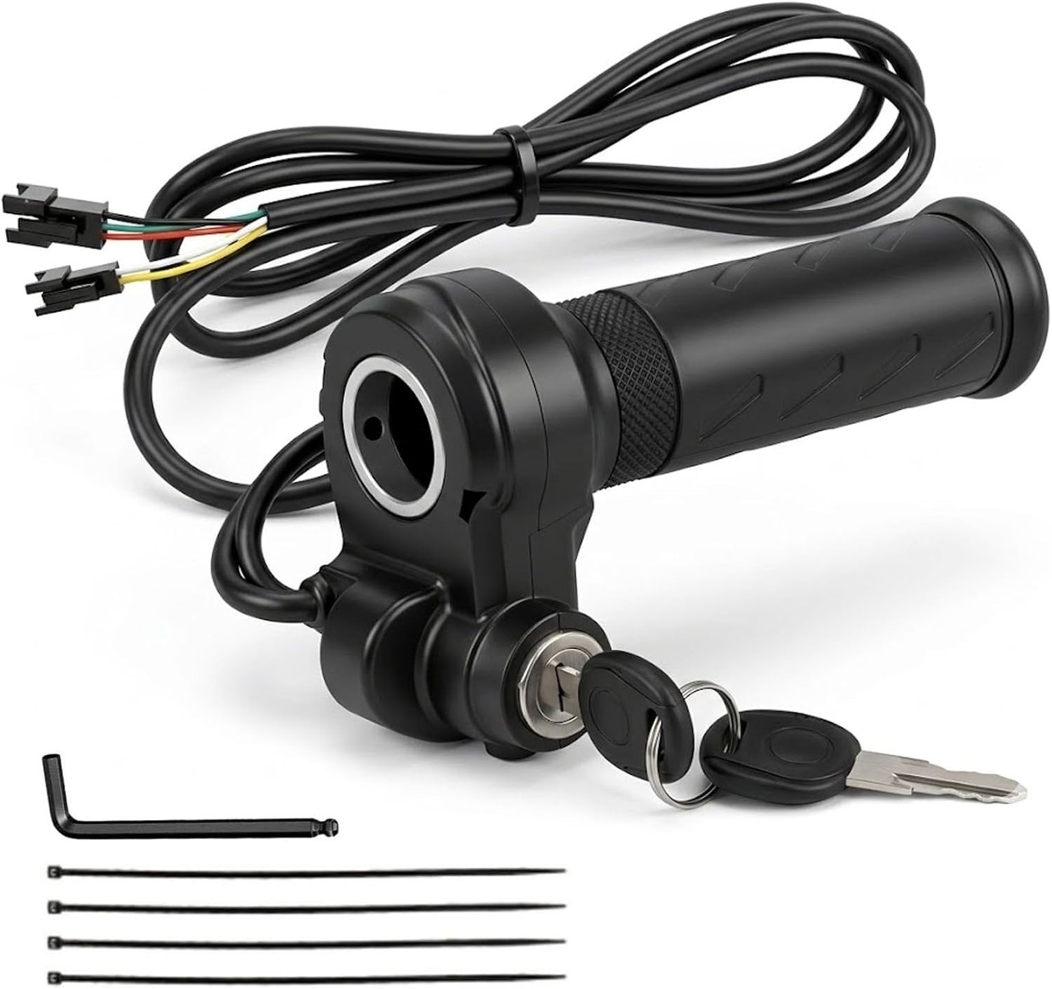 Full Twist Throttle Grip for Ebike 3 Pin,Electric Bike Throttle with Key Ignitio