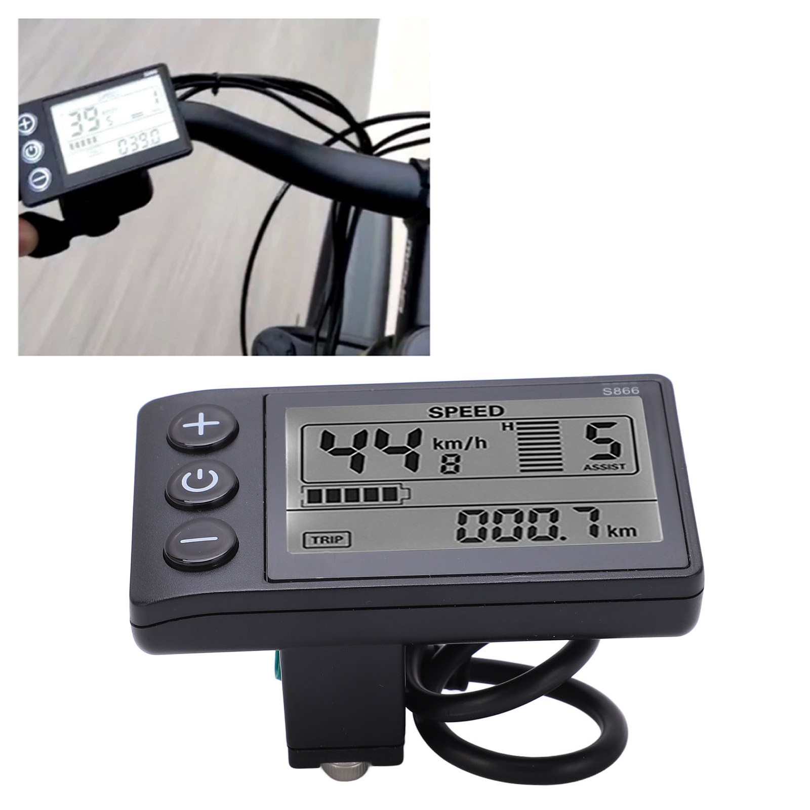 E-Bike S866 LCD Display Meter 24V 36V 48V Control Panel with Waterproof Plug