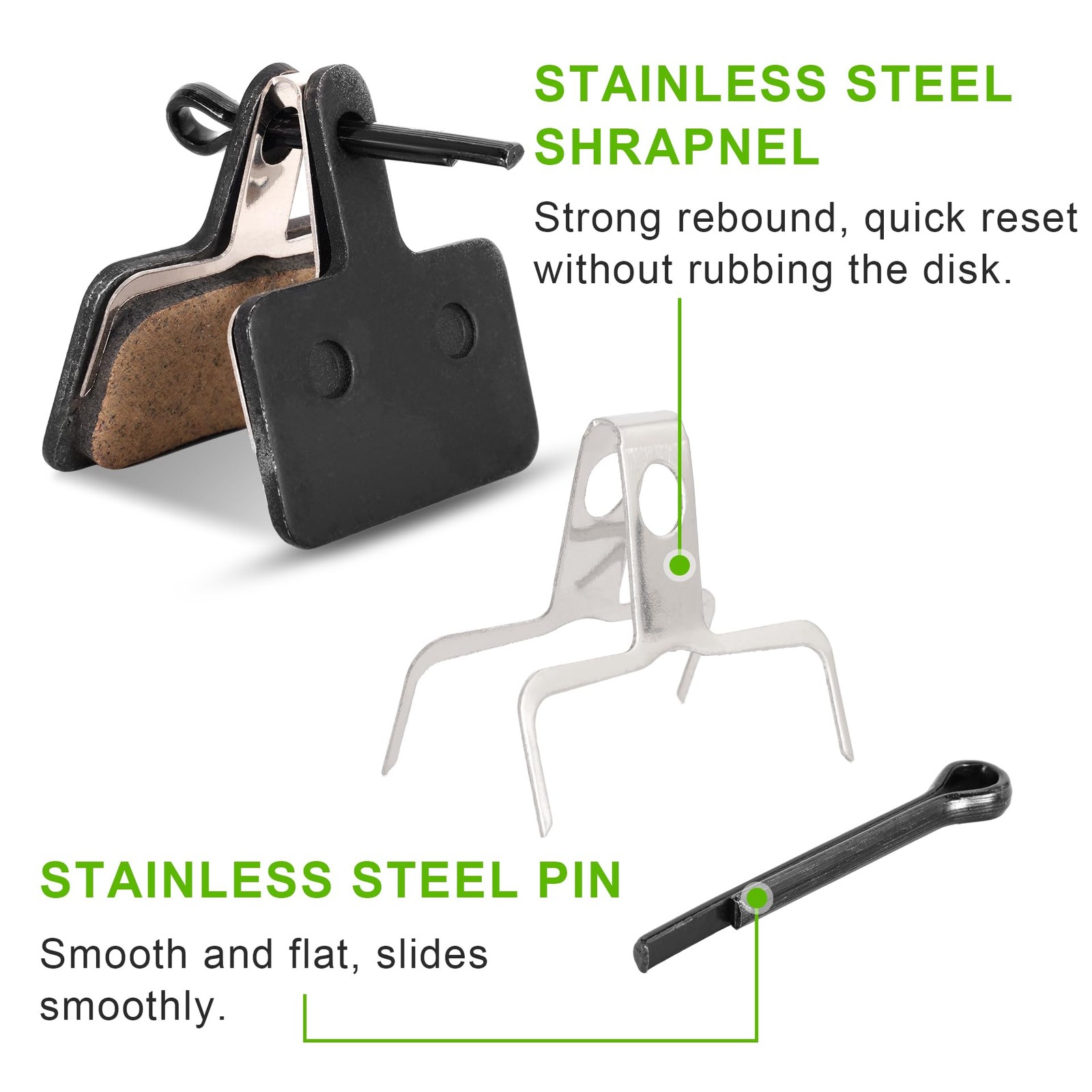 Ebike Brake Pads Metal Compatible with MT200 M355 M446 M315 – Noise Free