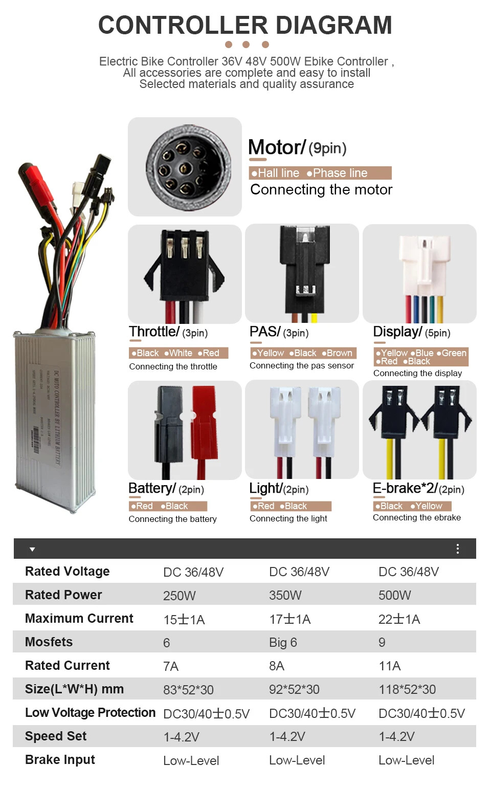 Electric Bicycle Conversion Kit 36V 48V 250W 350W 500W Front Hub Motor Wheel