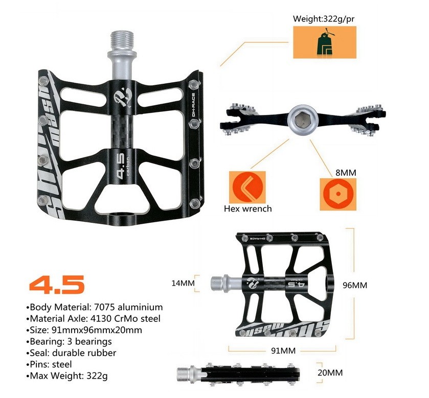 Aluminum Carbon Road MTB Mountain Bike XC Bicycle Pedal Bearing AM Flat Pedals