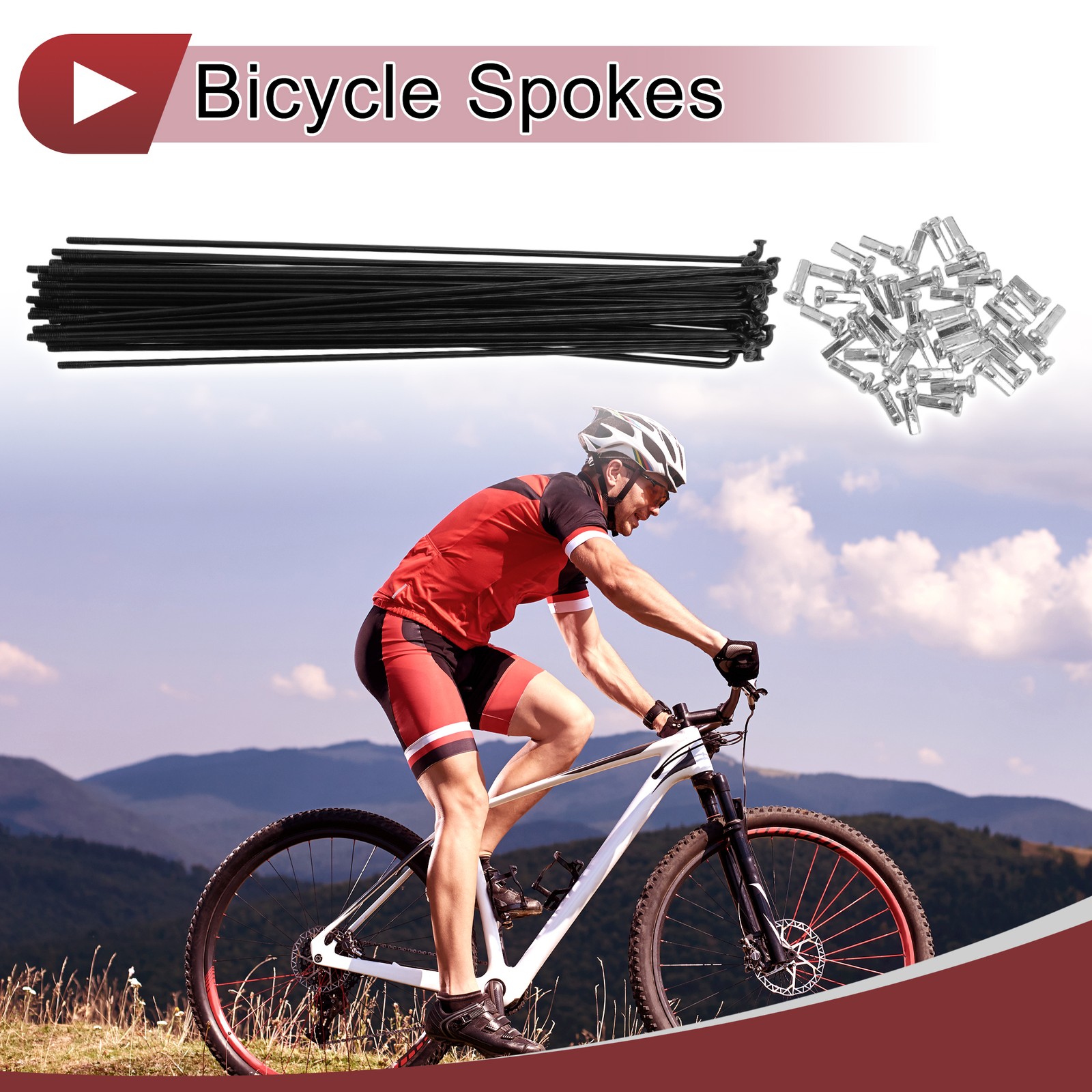 38 Set 14G Bicycle Spoke 192 mm 14G Bike Wheel Spoke Carbon Steel Black