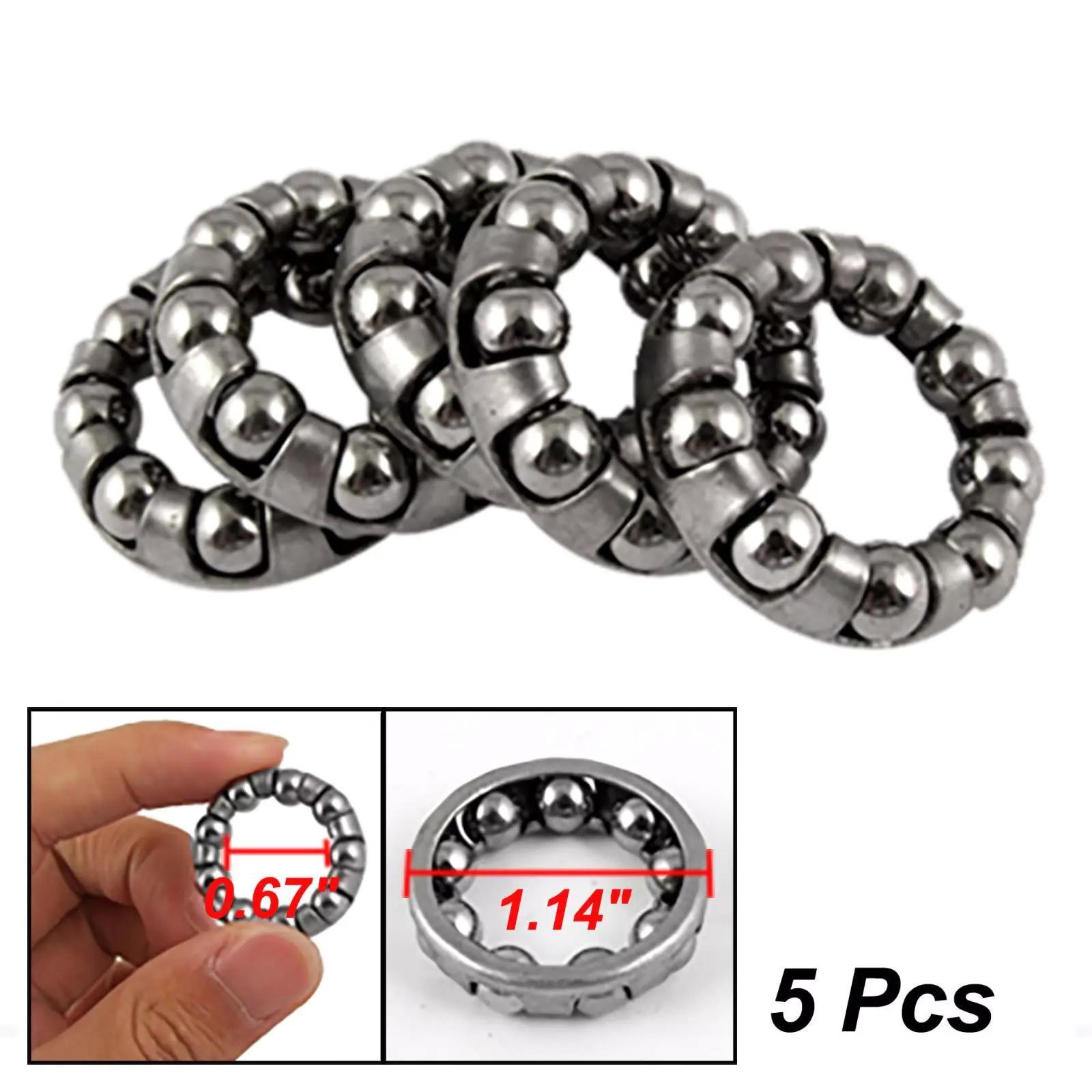 5PCS/Set Stainless Steel Silver 1/4 in x 9 Balls Bicycle Crank Ball Bearing