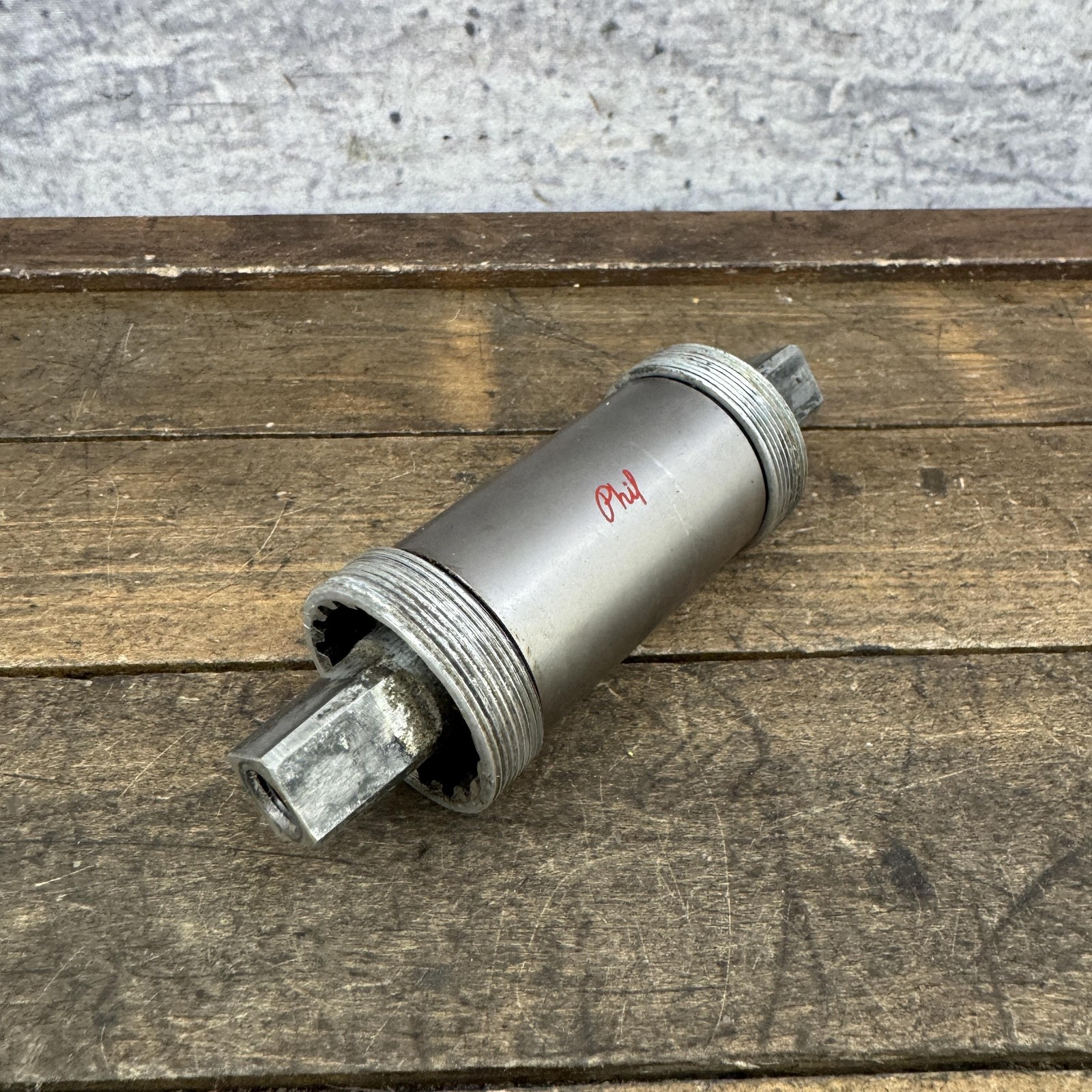 Vintage Phil Wood Bottom Bracket 112mm Spindle BSA English Steel Square Taper