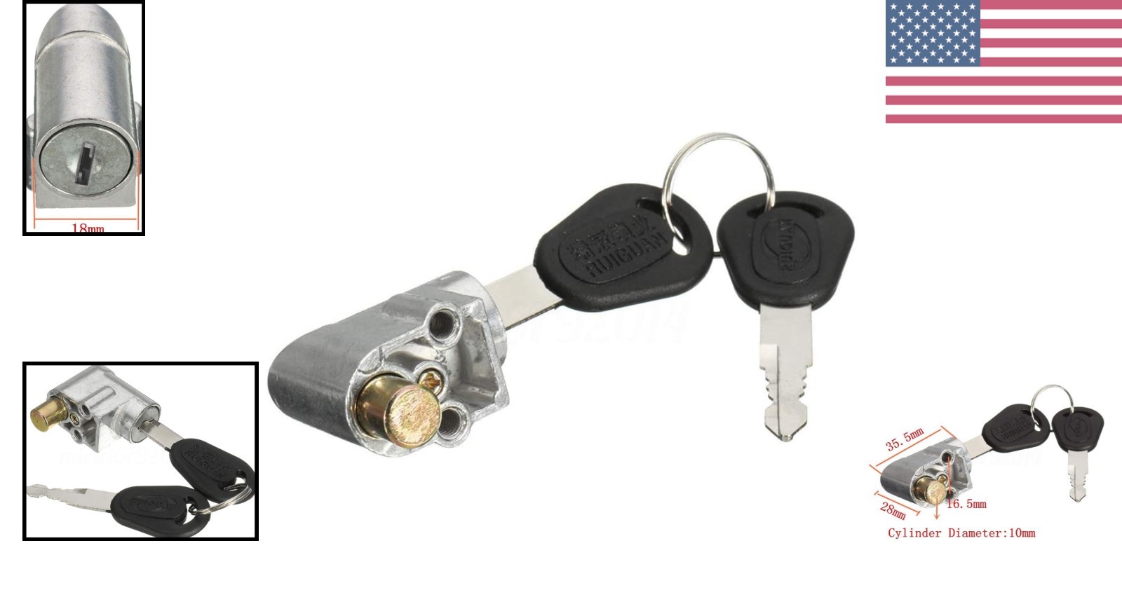 Universal Safety Lock for E-Bike Battery with Two Keys – Compact and Efficient