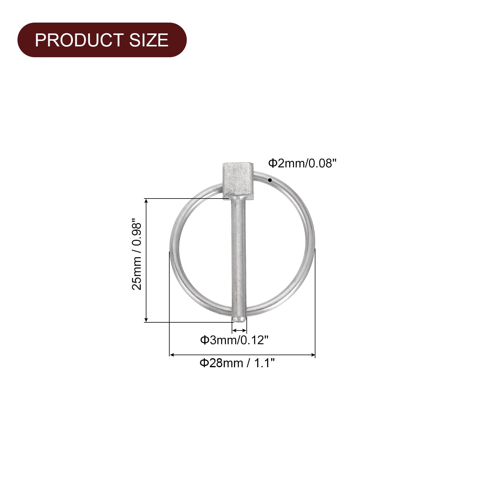 uxcell 4Pcs 1/8″ x 1″ Linch Pin with Ring, Stainless Steel Round x