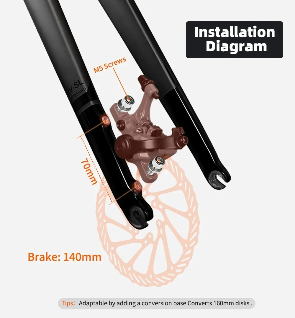 Carbon Gravel / Road Bike Front Fork Internal Cable Routing Thru Axle 12*100mm