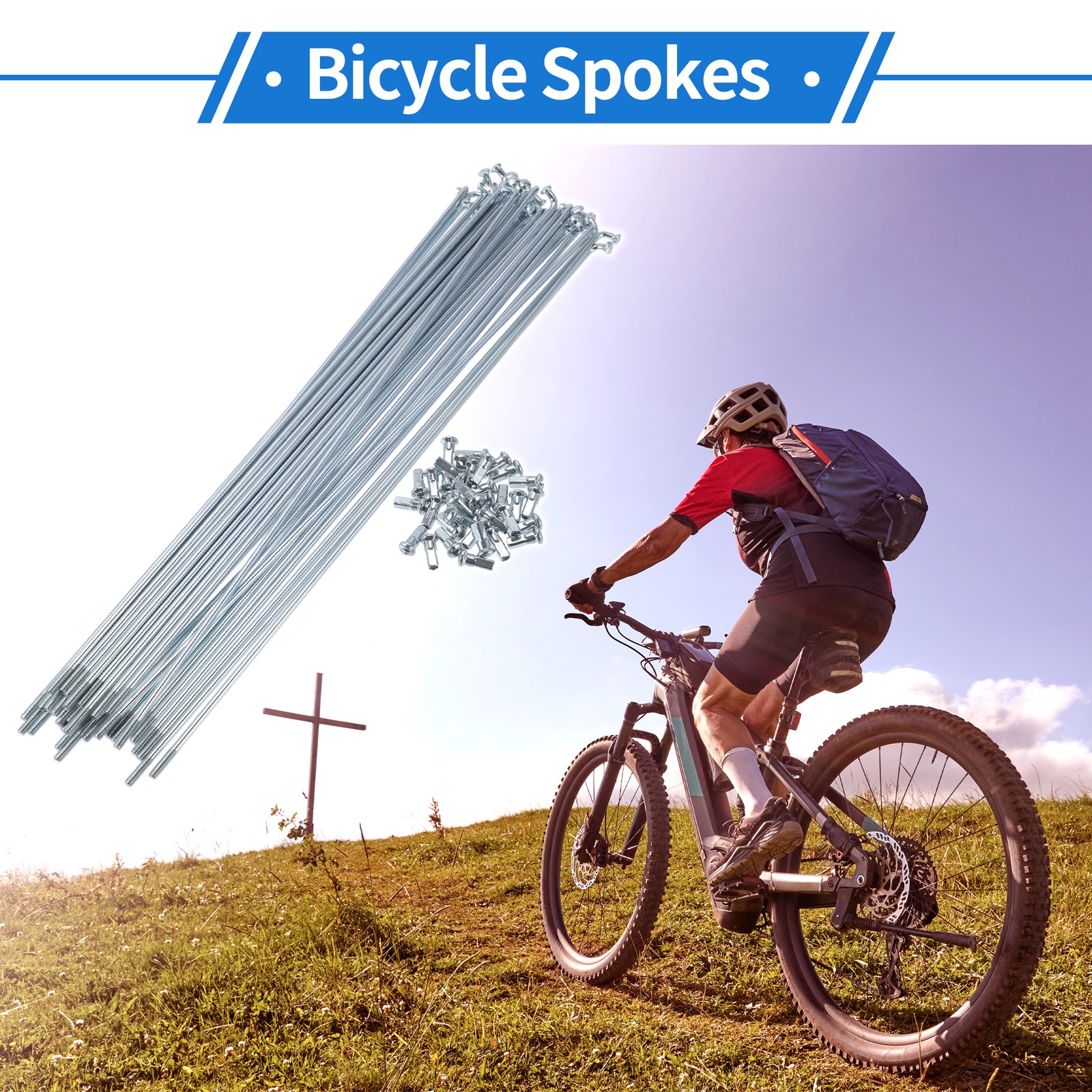 1 Set 12G 263mm Length Bicycle Spokes Nipple Carbon Steel Galvanized Universal