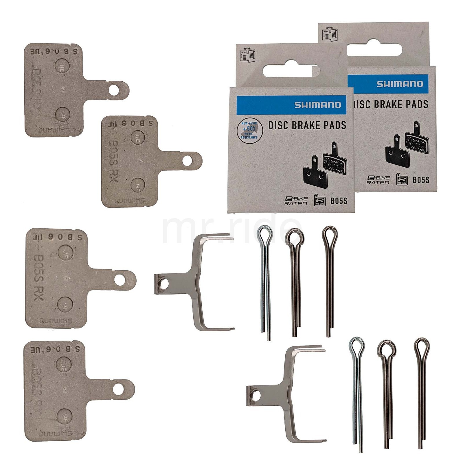 2*Shimano B05S-RX Disc Brake Resin Pads +Spring,Pins,fit MT200 MT400 Altus Acera