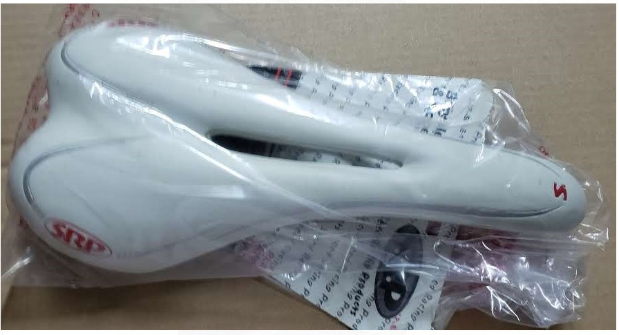 SRP 1133U Racing Saddle with Titanium Rails – 190g White Bike Seat Central Holes