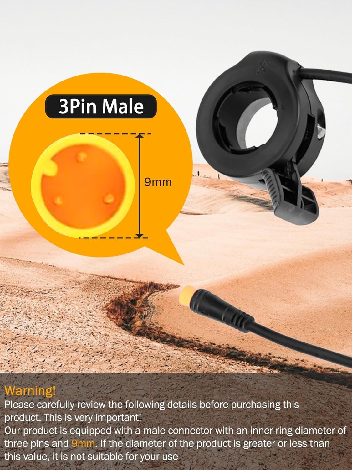 Thumb Throttle Ebike, Electric Bike Thumb Throttle with Male Connector, Water…
