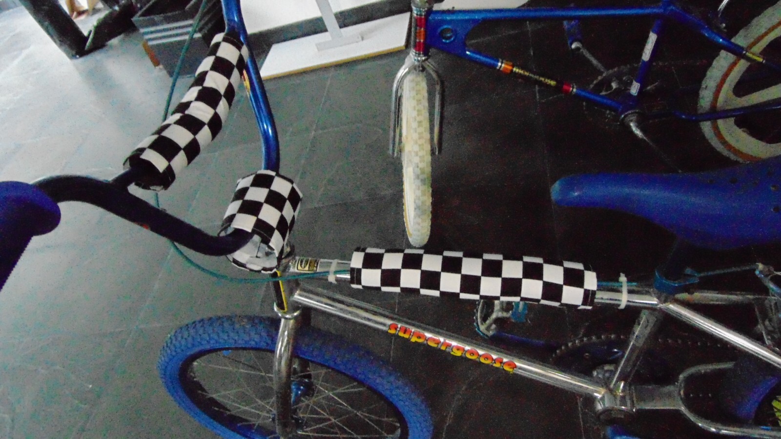 CHECKERED CLASSIC BIKE BMX PAD SET STEM HANDLEBAR TOP TUBE PADSET BLACK GREEN