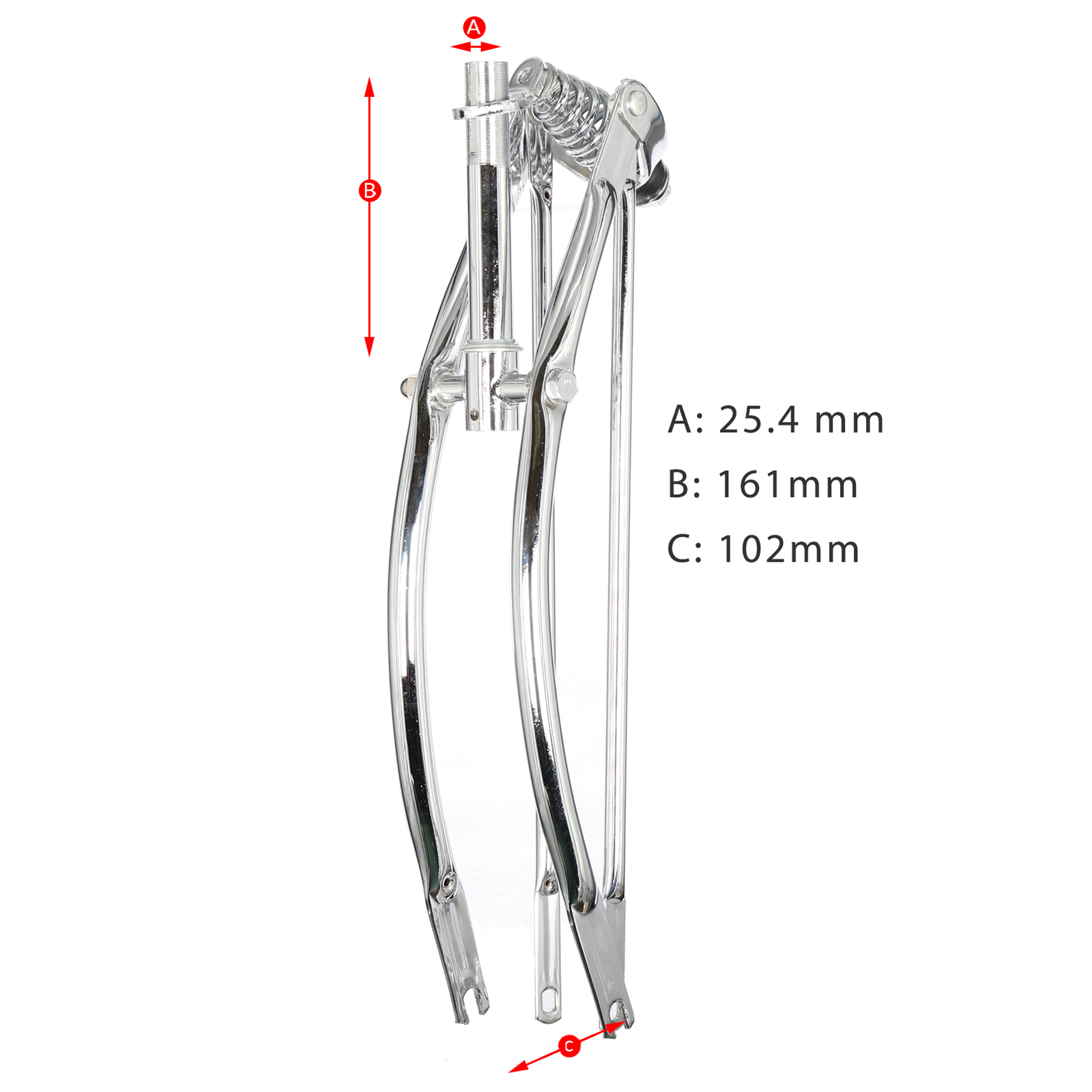 Tracer 1″ Steel Threaded Bike Spring Fork for 2.125″ Tire Coaster Brake Chrome