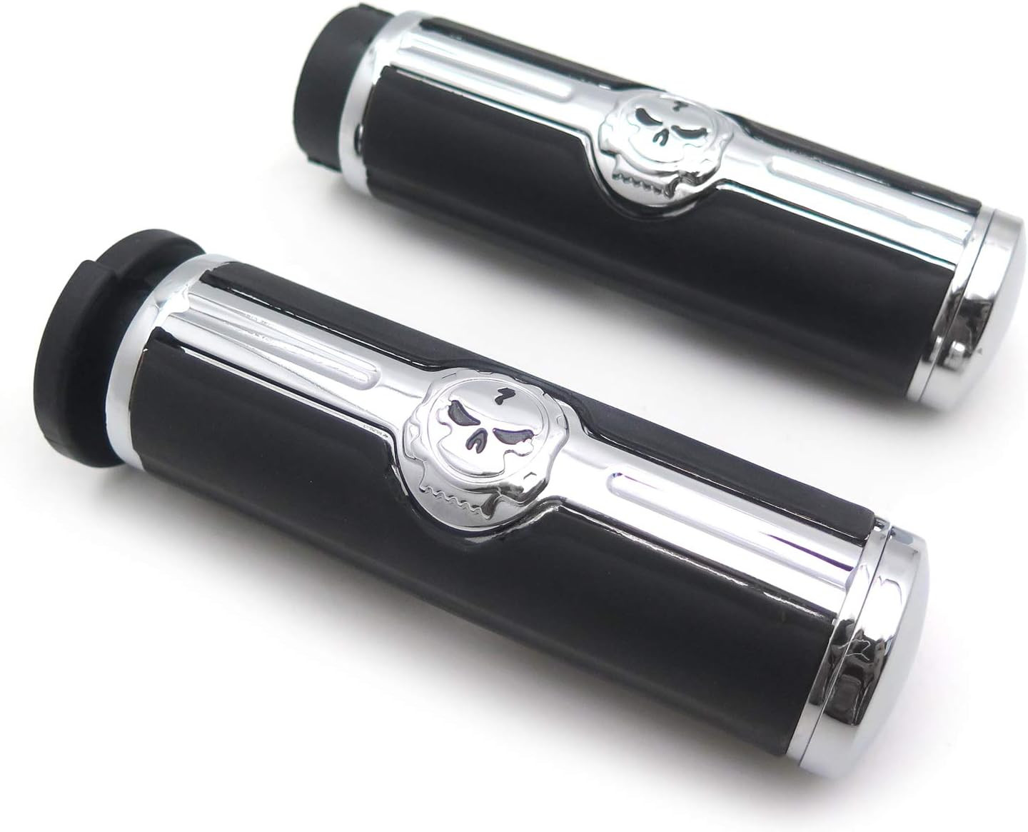 Xkmt-Chromed Handlebar Skull Grips to Compatible with 96-07 Touring Models And96