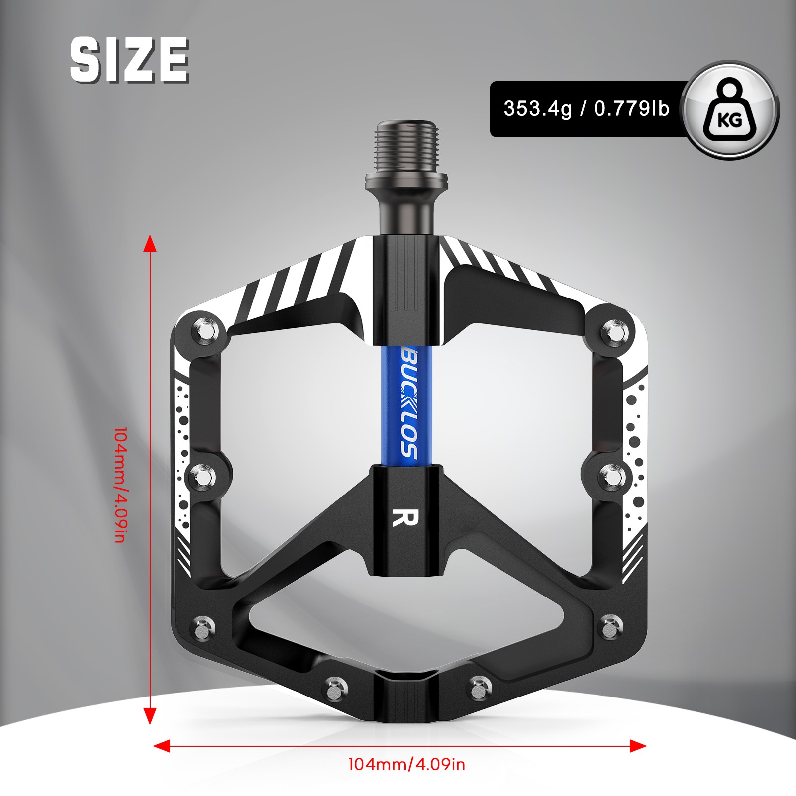 BUCKLOS MTB Pedals with Reflector Flat/Platform Pedals Bearing 9/16” Aluminium
