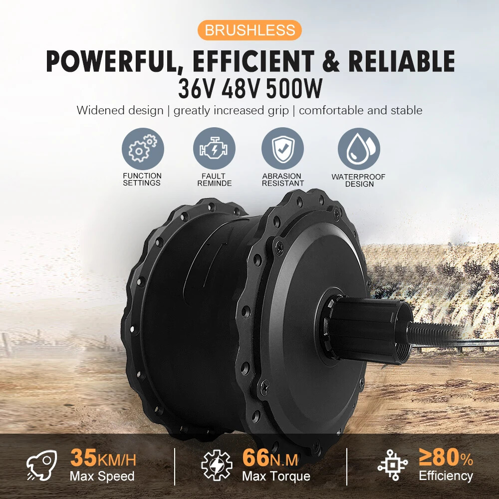 20 24 26″ 4.0 Tire Snow E-Bike Motor Kit 36 48V 500W Rear Cassette Motor Wheel