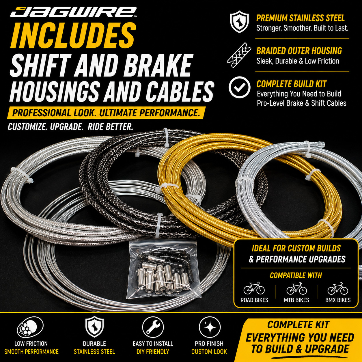 Jagwire Braided Cable Build Kit Shift Brake Housing Shimano SRAM MTB Road Gravel