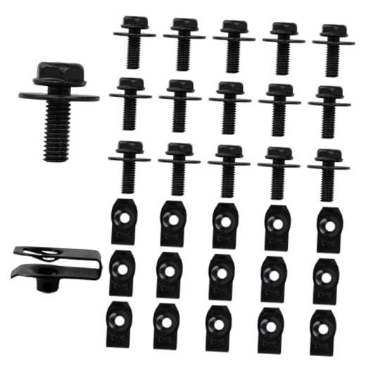 Car Bolts M6-1.0 Hex Head Body Bolts&Extruded U-Nuts Kits, Bumper 30 count