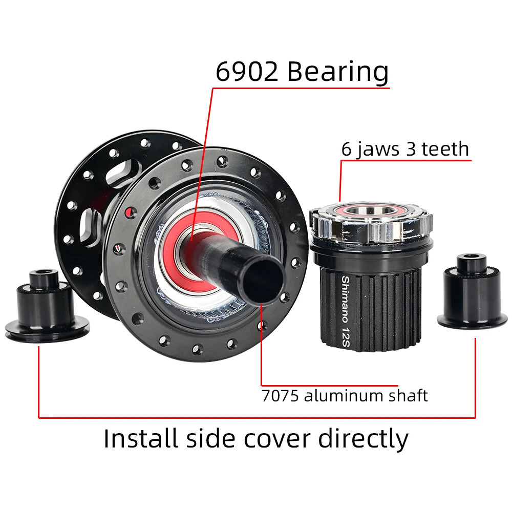 Front Rear 6 Pawls 114T Noise Hub Mountain Bike NBK Sealed Bearing Hub HG XD MS